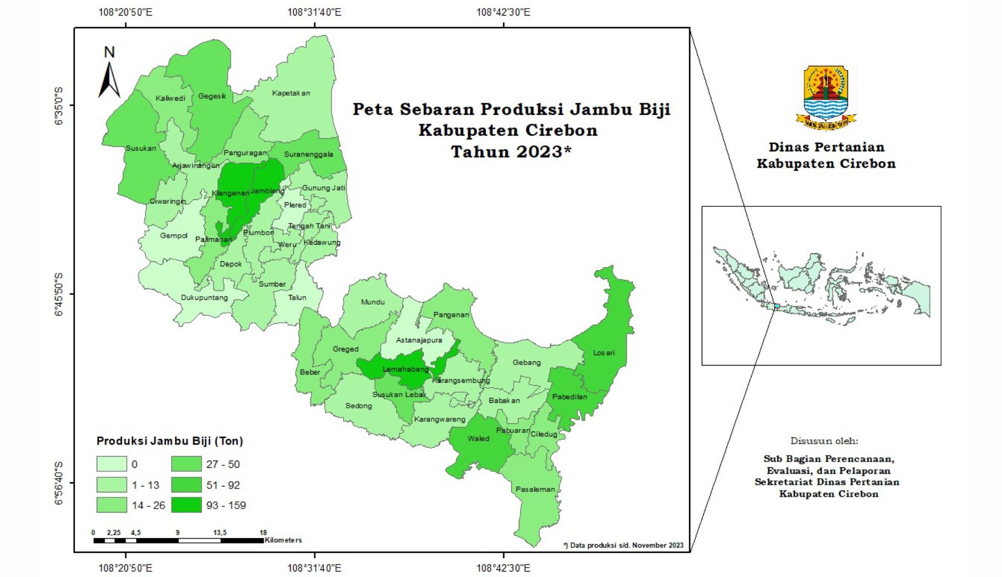 Peta Sebaran Dinas Pertanian Kabupaten Cirebon