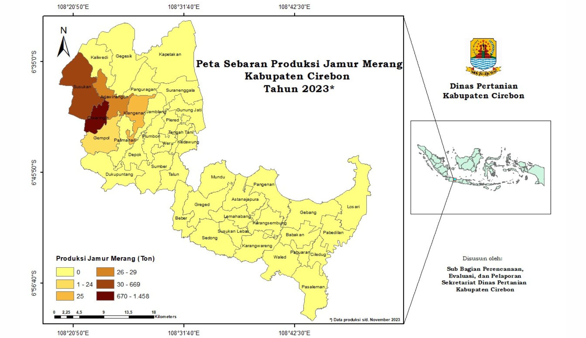 Peta Sebaran Produksi Jamur Merang