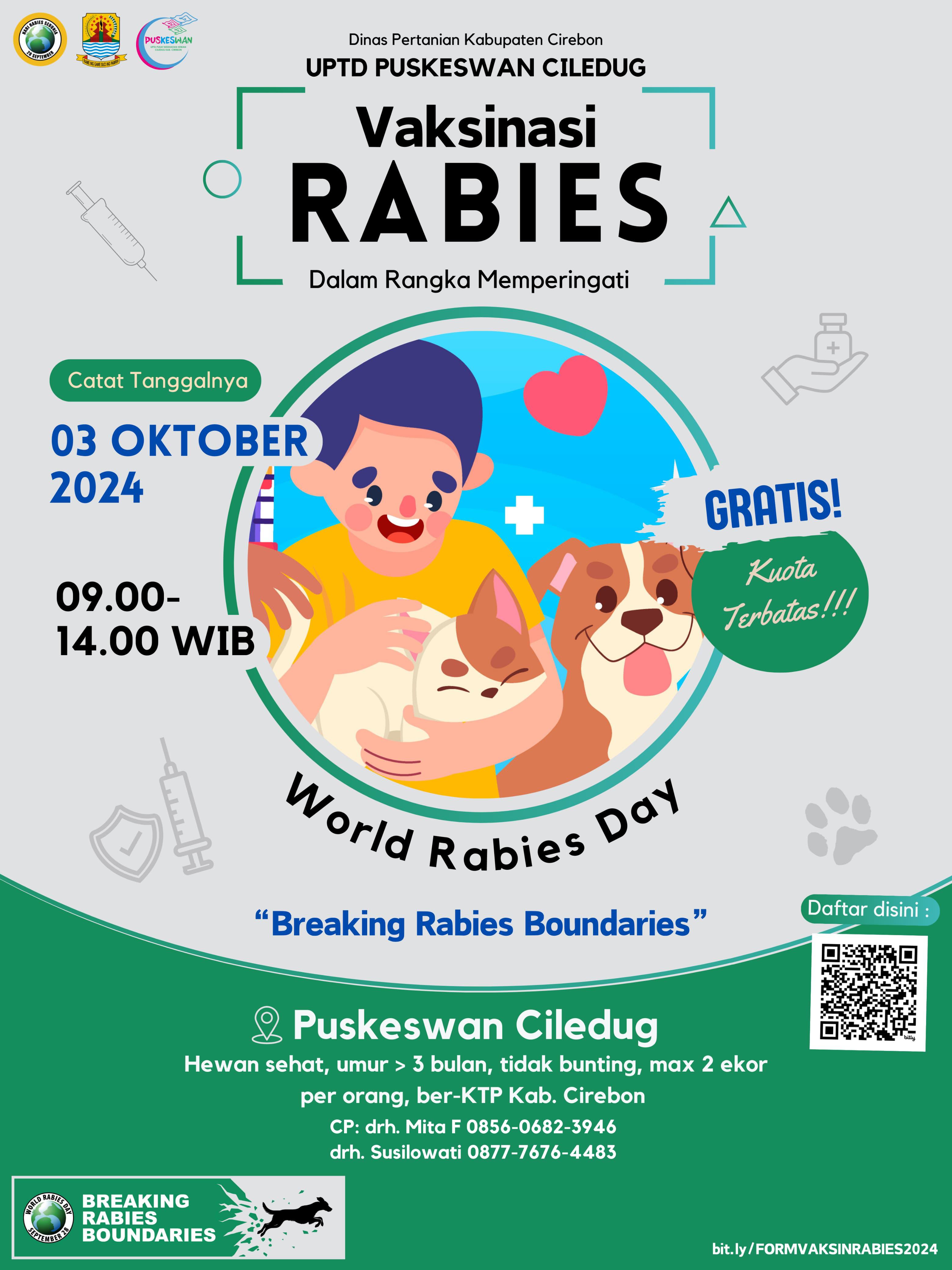 VAKSINASI RABIES GRATIS UPT PUSKESWAN CILEDUG !!