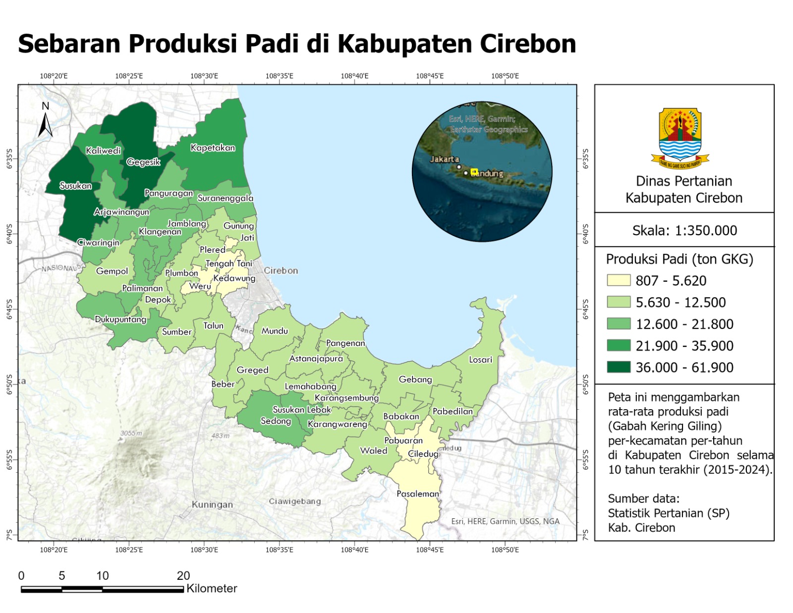 PETA SEBARAN PRODUKSI PADI DI KAB CIREBON