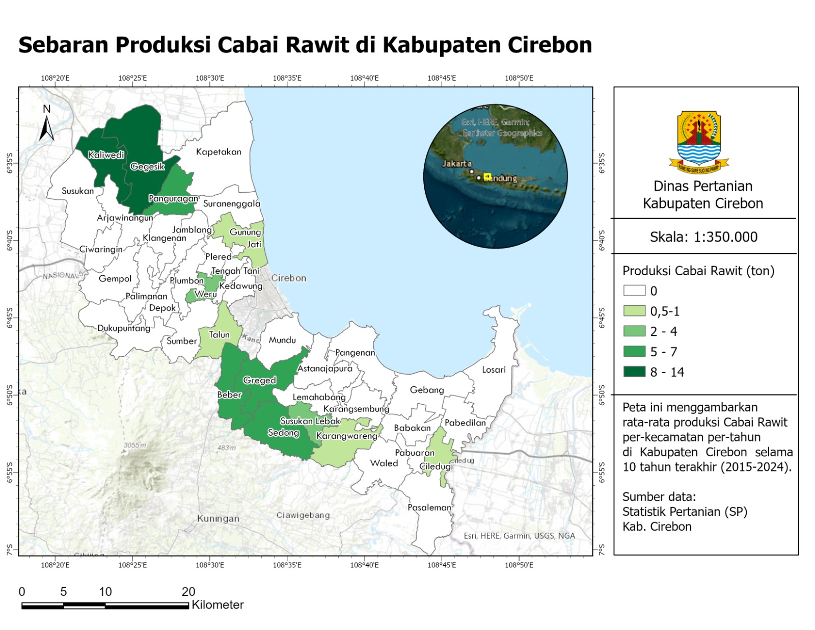 PETA SEBARAN PRODUKSI CABAI RAWIT DI KAB CIREBON