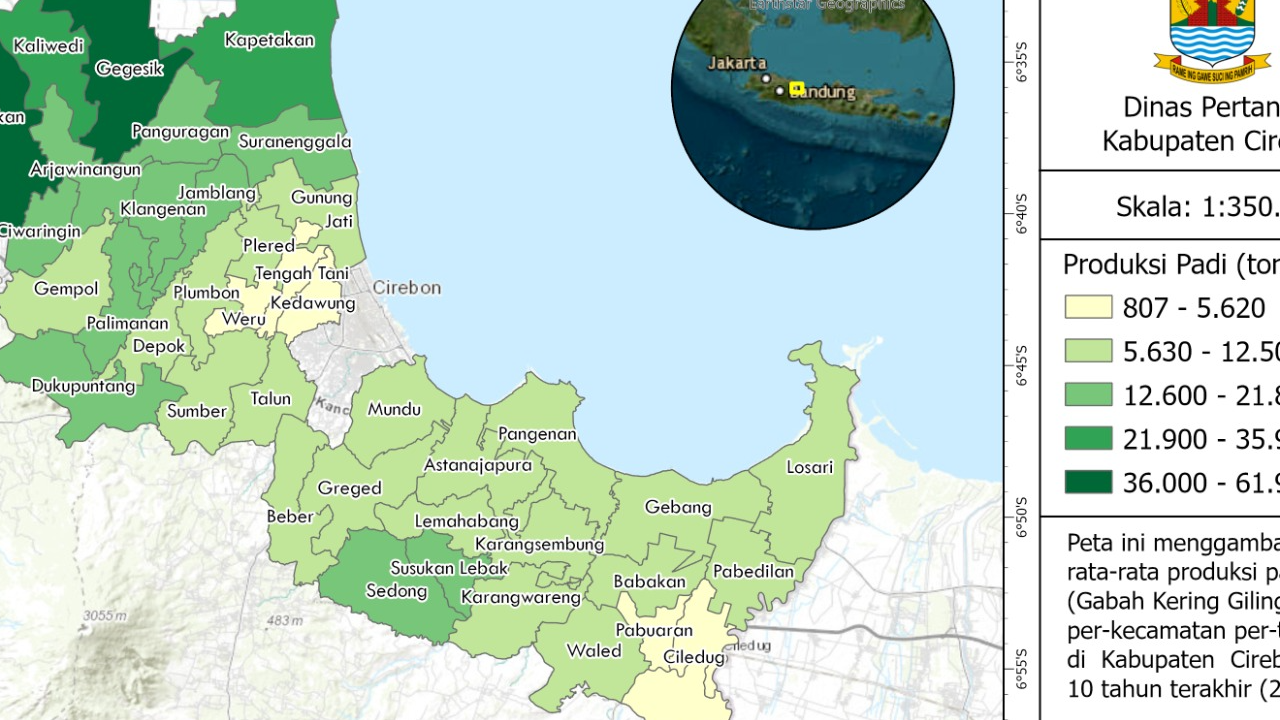 PETA SEBARAN PRODUKSI PADI DI KAB CIREBON
