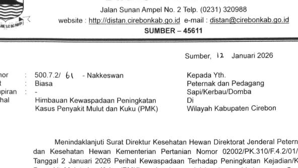 Himbauan Kewaspadaan Peningkatan Kasus Penyakit Mulut dan Kuku (PMK)